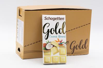 Шоколад белый Schogetten Gold с кокосом и дробленым миндалём 100 гр