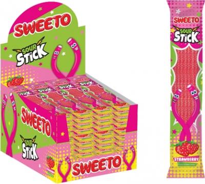 Мармелад SWEETO "SOUR STICK" STRAWBERRY (Кислые палочки Клубника) 35 грамм